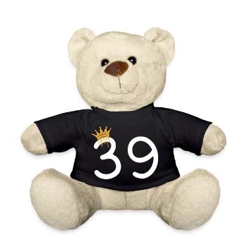 Royal number 39 with gold crown - Teddy Bear - black - Front