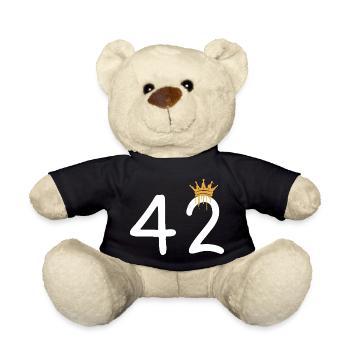 Graffiti-Zahl 42 mit Krone - Teddy - Schwarz - Vorne
