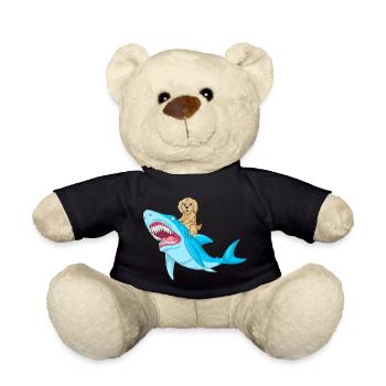 Verspielte Golden Doodle Welpe reitet Hai Design - Teddy - Schwarz - Vorne