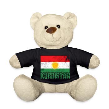Kurdisches Friedenssymbol mit Kurdistan Kurden  - Teddy - Schwarz - Vorne