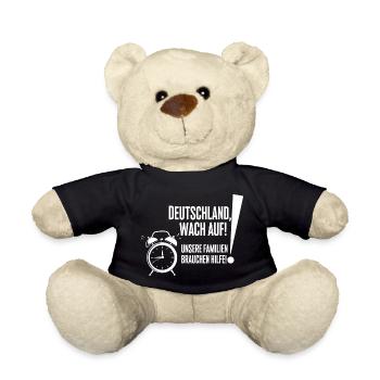 Deutschland Wach Auf Motiv mit Wecker - Teddy - Schwarz - Vorne