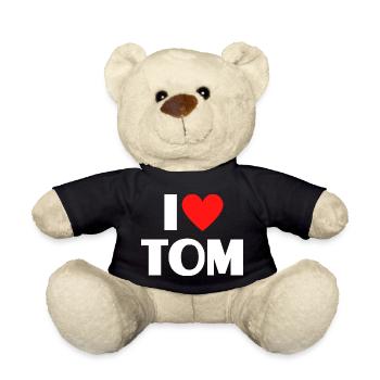 I love Tom Rotes Herz Romantischer Name Fan - Teddy - Schwarz - Vorne