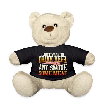 Humoristisches Bier- und Fleisch-Motiv - Teddy - Schwarz - Vorne