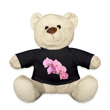 Pink Orchid Isolated Clipart  - Teddy Bear - black - Front
