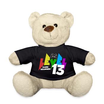 Level 13 Farbiges Gaming Motiv zum 13.Geburtstag - Teddy - Schwarz - Vorne