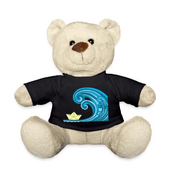 Bateau en papier et océan - Nounours - noir - Devant