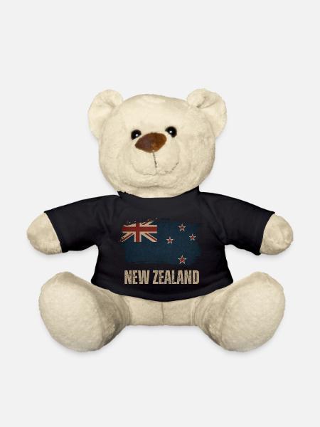 Grunge New Zealand flag - Teddy Bear - black