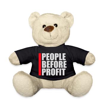 People Before Profit Activism Justice Logo - Teddy Bear - black - Front