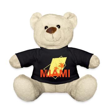 Miami Palm Trees Neon - Teddy Bear - black - Front