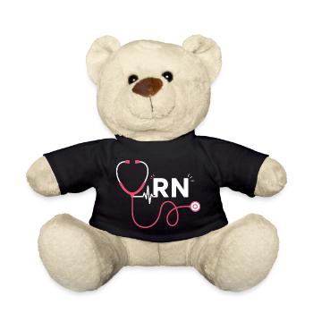 RN Heart Stethoscope Trend Motif - Teddy Bear - black - Front