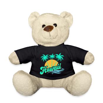 Hawaii Summer Vibes with Palm Trees and Sea - Teddy Bear - black - Front