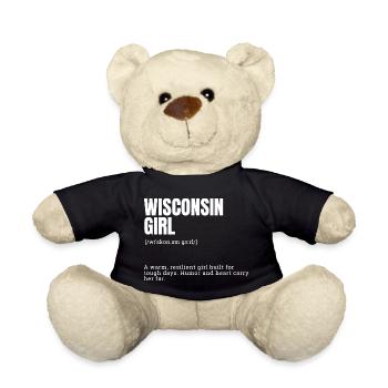 Wisconsin Girl Typo Motif - Teddy Bear - black - Front