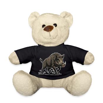 Wild Boar Charge Mascot Forest Wild Boar - Teddy Bear - black - Front