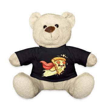 Pizzaheld mit Cape - Teddy - Schwarz - Vorne