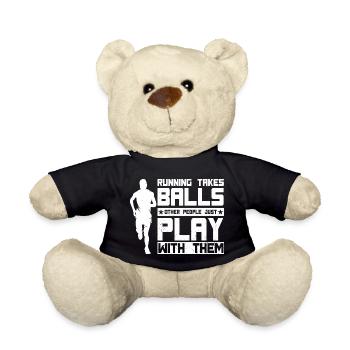 Marathon Runner Takes Balls Running - Teddy Bear - black - Front