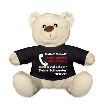 Hello uncle - pick up? Your sister is funny annoying - Teddy Bear - black - Front