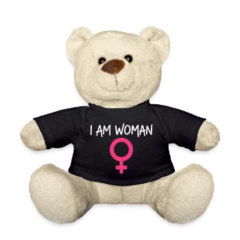 I Am Woman Feminism Power Woman - Teddy Bear - black - Front