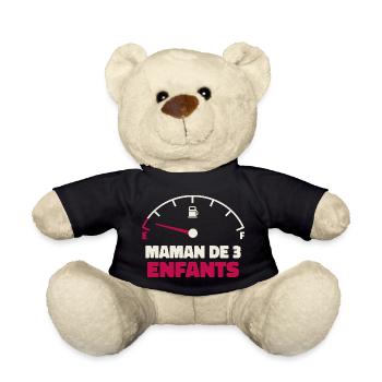 Maman de 3 Enfants Jauge Essence Humour Fatigue - Nounours - noir - Devant