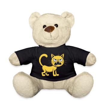  Wütende Gelbe Katze Lustige Aggressive Cartoon - Teddy - Schwarz - Vorne