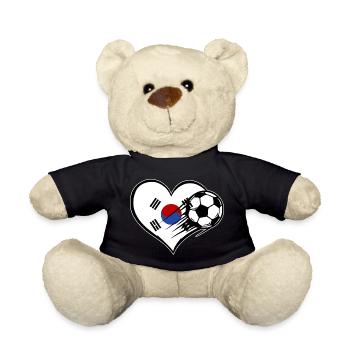 Südkorea Flagge Fußball mit Herz - Teddy - Schwarz - Vorne