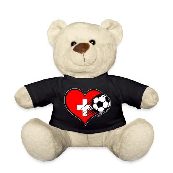 Schweiz Flagge Fußball mit Herz - Teddy - Schwarz - Vorne