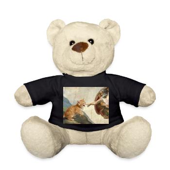 Cat Slaps God's Hand Funny Cats Meme - Teddy Bear - black - Front