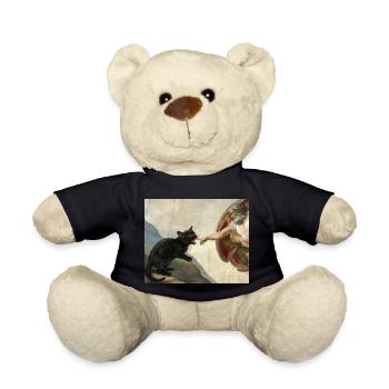 Cat Slaps God's Hand Funny Cats Meme - Teddy Bear - black - Front