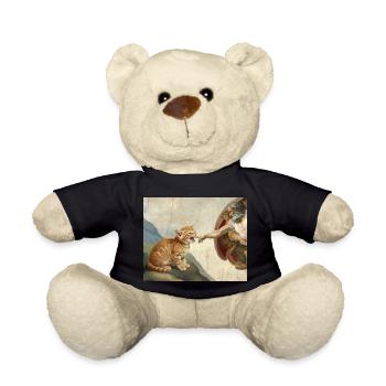 Cat Slaps God's Hand Funny Cats Meme - Teddy Bear - black - Front