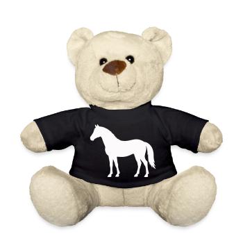 Horse silhouette in white on black - Teddy Bear - black - Front
