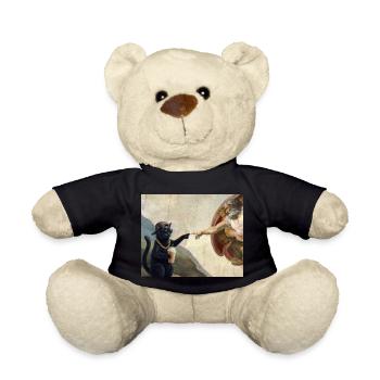 Cat Slaps God's Hand Funny Cats Meme - Teddy Bear - black - Front