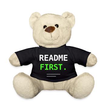 README Premier Programmeur Humor Don Nerd ! - Nounours - noir - Devant