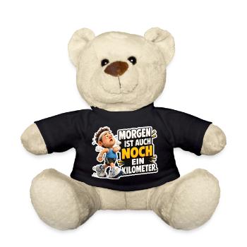 Laufen Spruch Morgen ist noch ein Kilometer Humor - Teddy - Schwarz - Vorne
