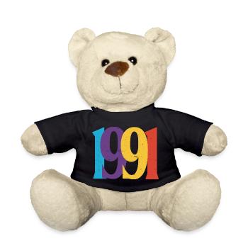 Geboren 1991 Geburtstagsgeschenk Geburtstag 91 - Teddy - Schwarz - Vorne