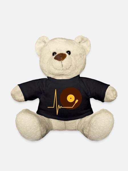 Vinyl Record Music Pulse Heartbeat Frequency - Teddy Bear - black