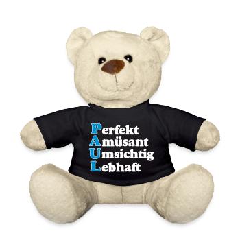 Paul,Vorname,Namensschild,Name,Fun Shirt (25) - Teddy - Schwarz - Vorne