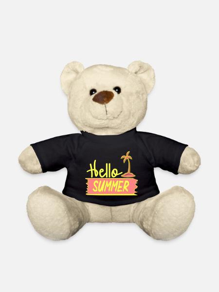 Hello SUMMER mit Palme für Sommertage - Teddy - Schwarz