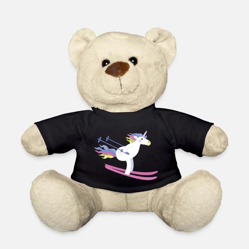 Einhorn auf Ski - Teddy - Schwarz