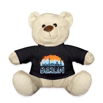 Berlin Deutschland Germany Skyline Stadt City - Teddy Bear - black - Front