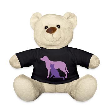 Dog and cat dog,cat, - Teddy Bear - black - Front