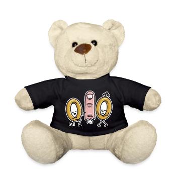 Marriage proposal wedding rings finger engagement - Teddy Bear - black - Front