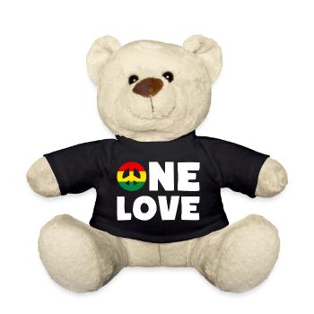 ONE LOVE Peace Jamaica Reggae Rastafari - Teddy - Schwarz - Vorne