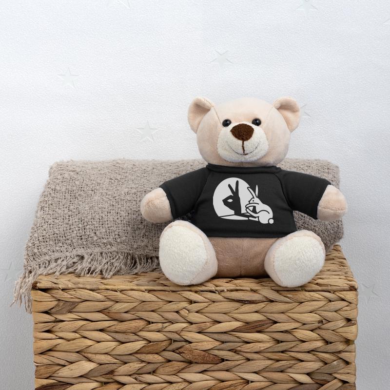 Funny Rabbit hand shadow puppets humor pop art Teddy Bear