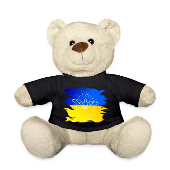 Ukraine Flagge mit Friedenstaube - Teddy - Schwarz - Vorne