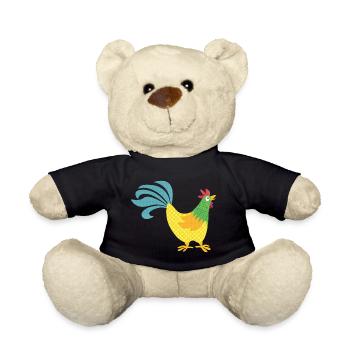 Rooster pattern colorful Easter Farmer Animal love colorful - Teddy Bear - black - Front