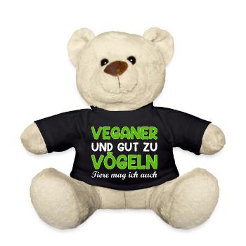 Veganer veggie Tierfreund Spruch Geschenk - Teddy - Schwarz - Vorne