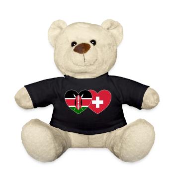 Kenia Schweiz Flagge Herz - Teddy - Schwarz - Vorne