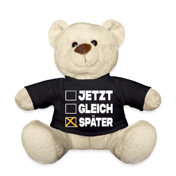 Jetzt Gleich Später - Ankreuzen Lustig - Teddy - Schwarz - Vorne