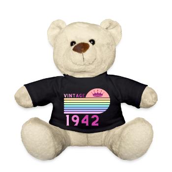 Anniversaire 80 ans vintage 1962 femme rose violet - Nounours - noir - Devant