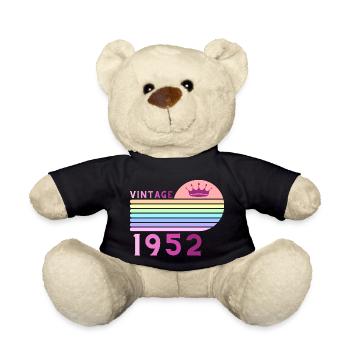 Anniversaire 70 ans vintage 1952 femme rose violet - Nounours - noir - Devant