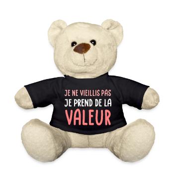 Je ne vieillis pas je prends de la valeur (blanc) - Nounours - noir - Devant